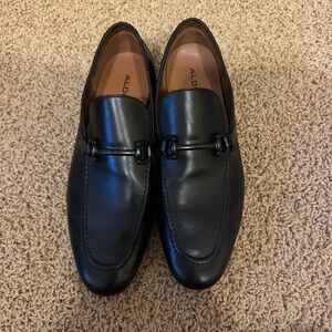 Aldo Black Leather Slip-On Loafers